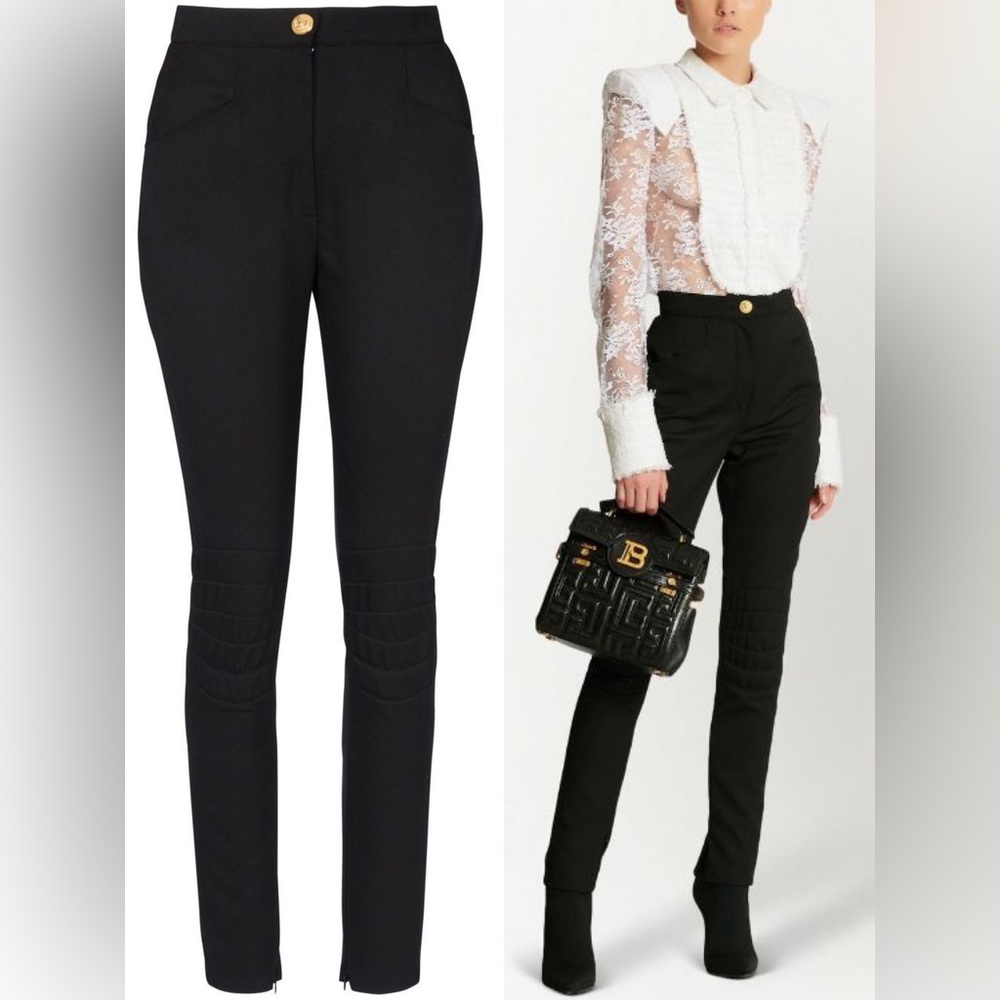 BALMAIN high-waisted wool skinny trousers